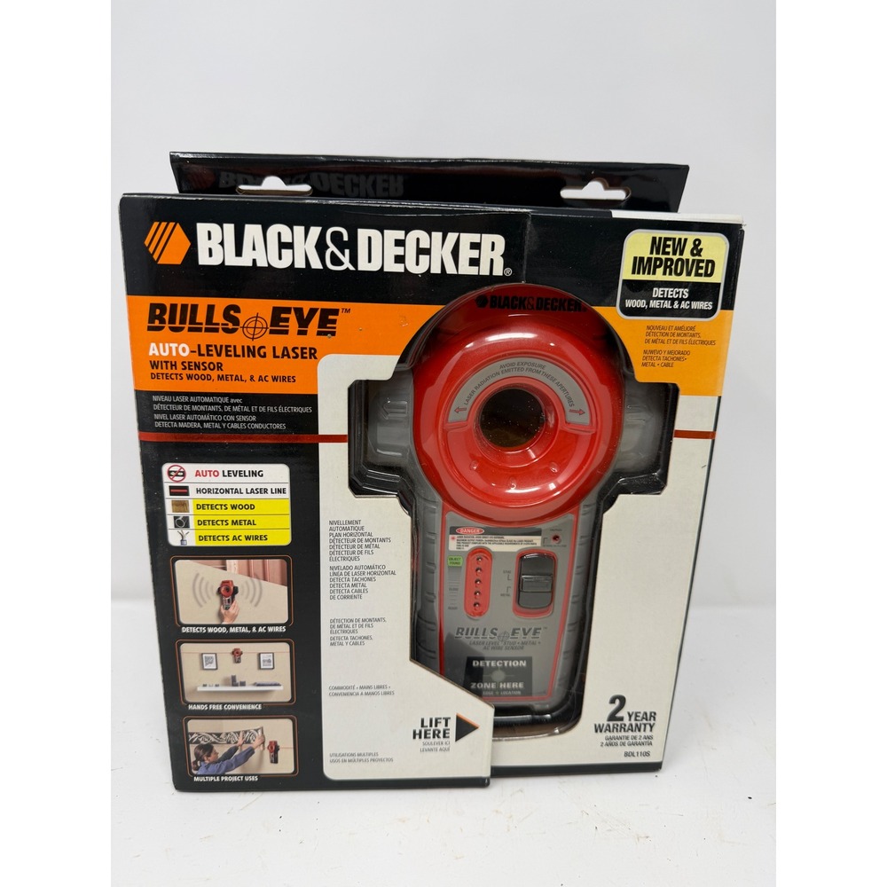 Black & Decker BullsEye Auto-Leveling Laser With Sensor BDL110S New